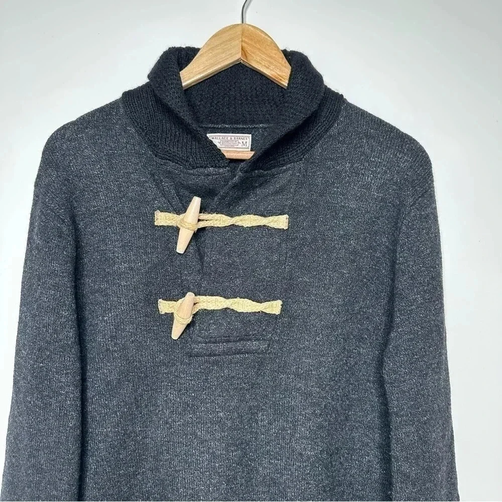 Wallace & Barnes Mens Pullover Toggle Wool Blend Sweater Size Medium
